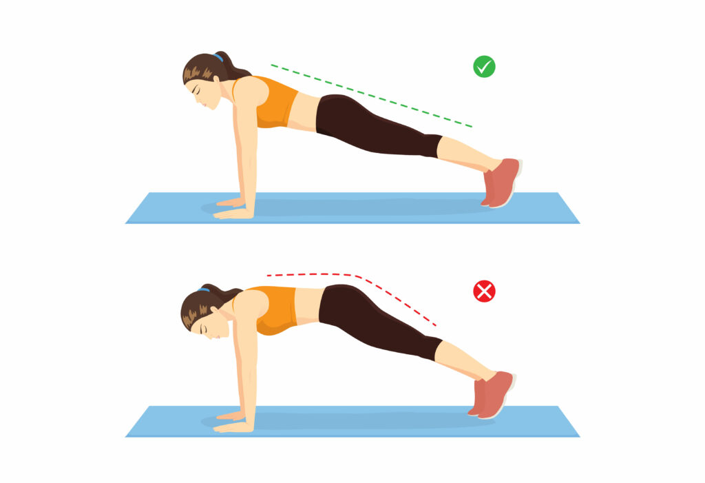 mulher fazendo exercício de prancha