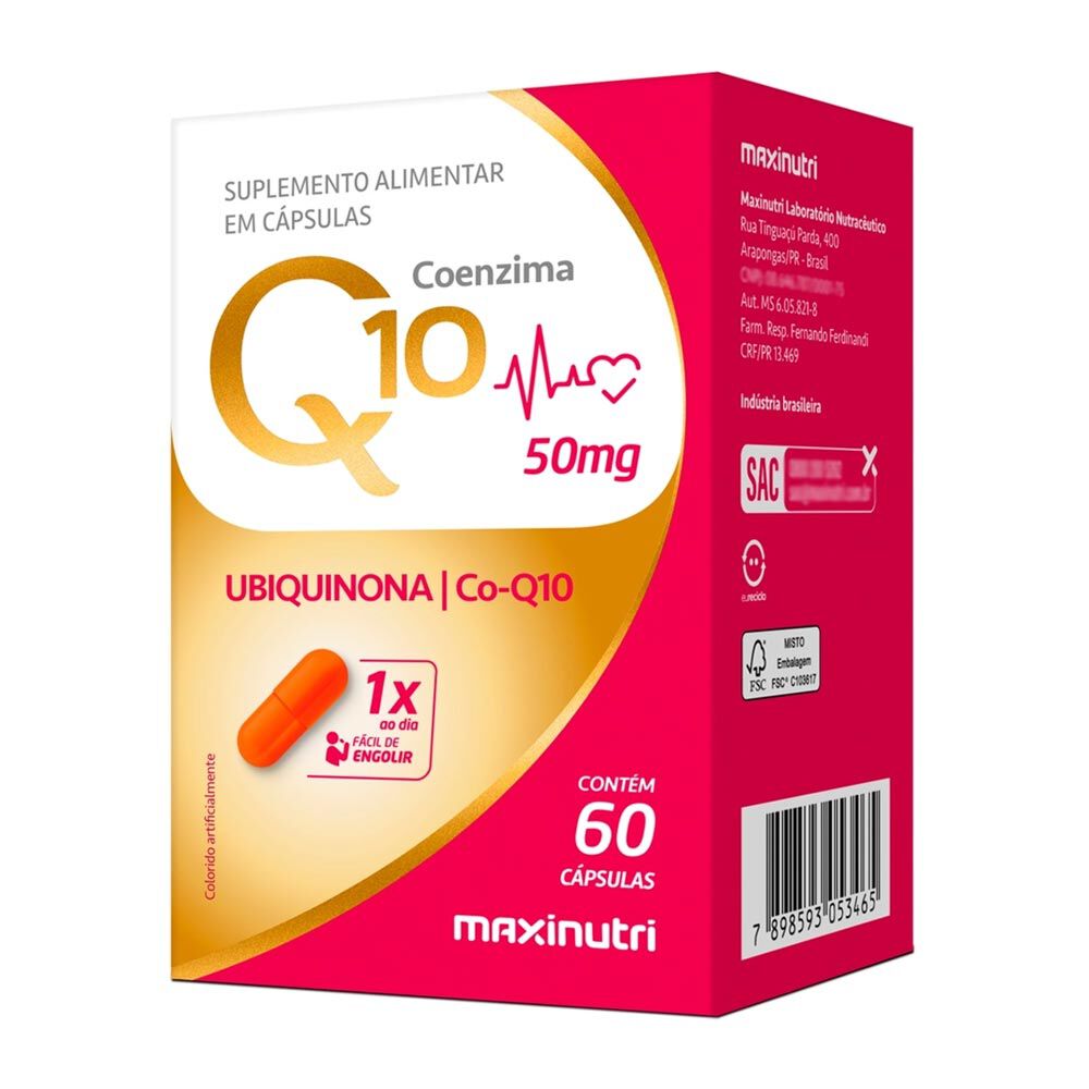 Coenzima Q10 Maxinutri 50mg Com 60 Cápsulas Drogaria Araujo 8086