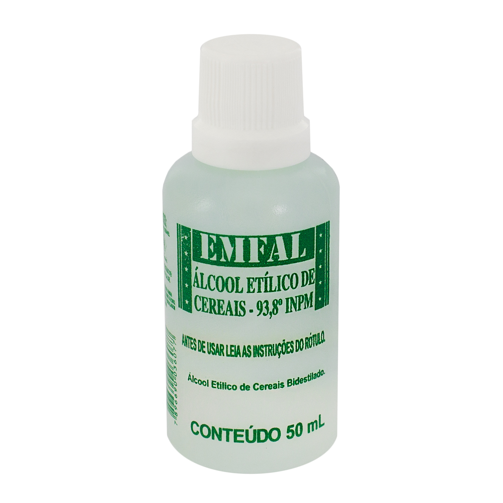 Alcool Etilíco de Cereais Emfal com 50ml - Drogaria Araujo