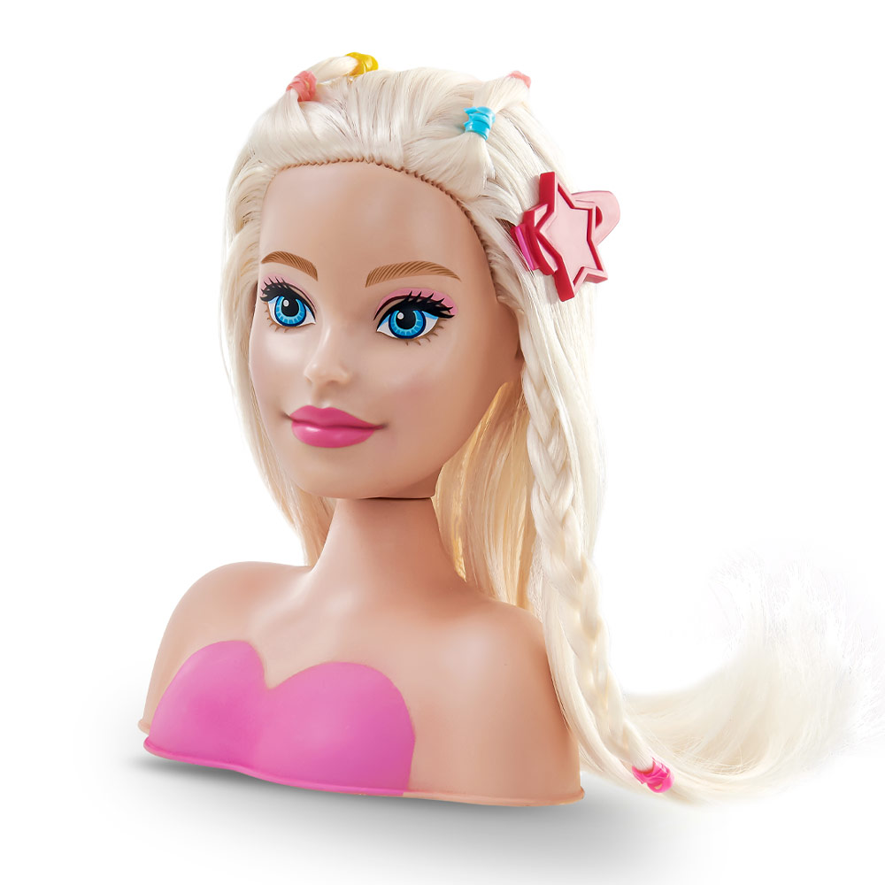 Cabeça Busto Boneca Menina Barbie Para Maquiar Pentear Salão De