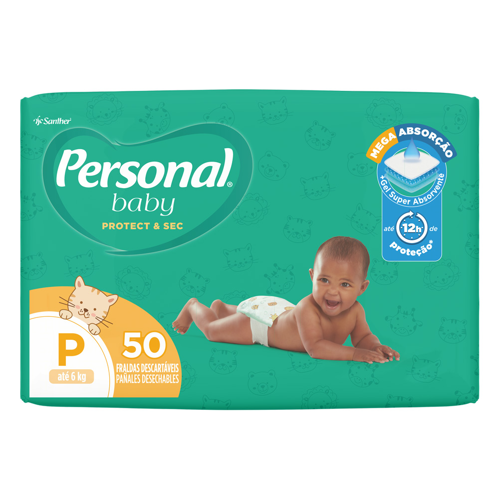 Fralda Personal Baby Protect & Sec Tamanho P com 50 Fraldas Descartáveis -  Drogaria Araujo