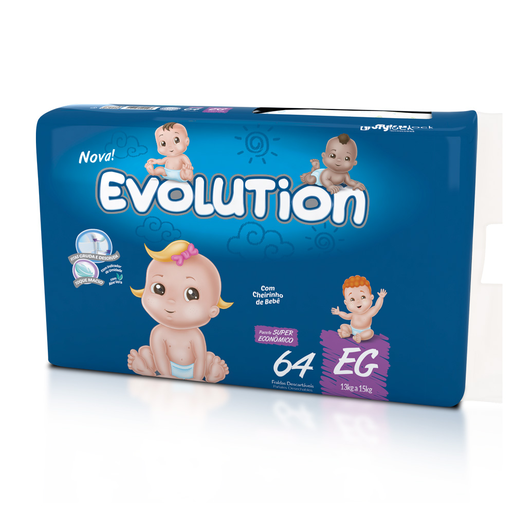 FRALDA DRY EVOLUTION MEGA G 44UN - Fralda Infantil Dry Evolution