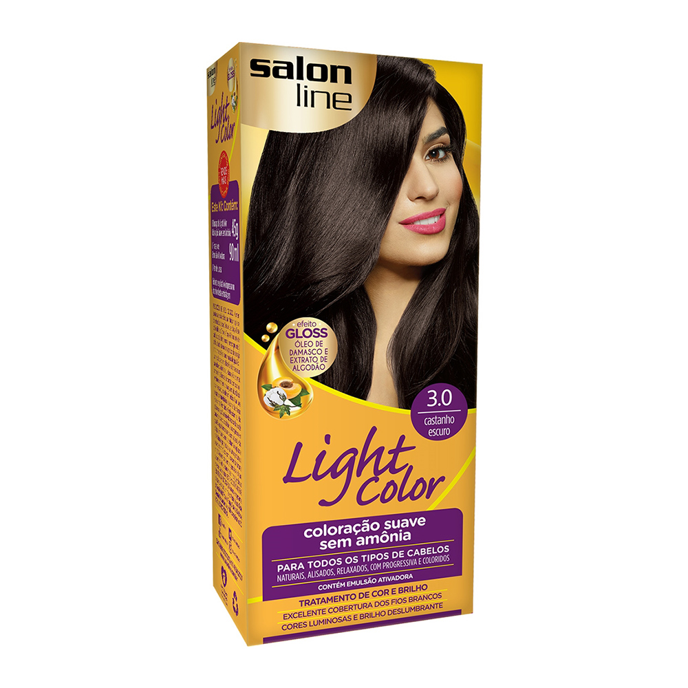 Tintura Creme Salon Line Light Color Castanho Escuro 3.0 Kit